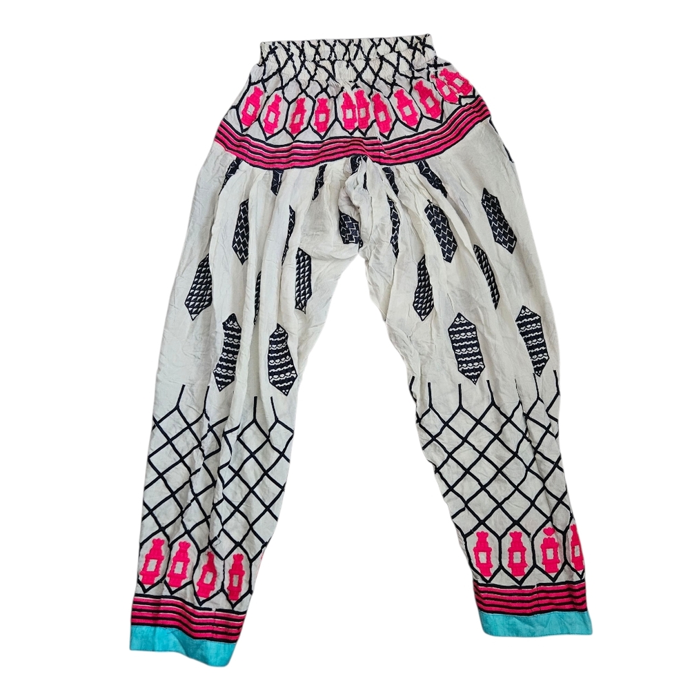 Balloon Harem Boho Gypsy Pants White‎ Blue Pink Sz 2 Yoga